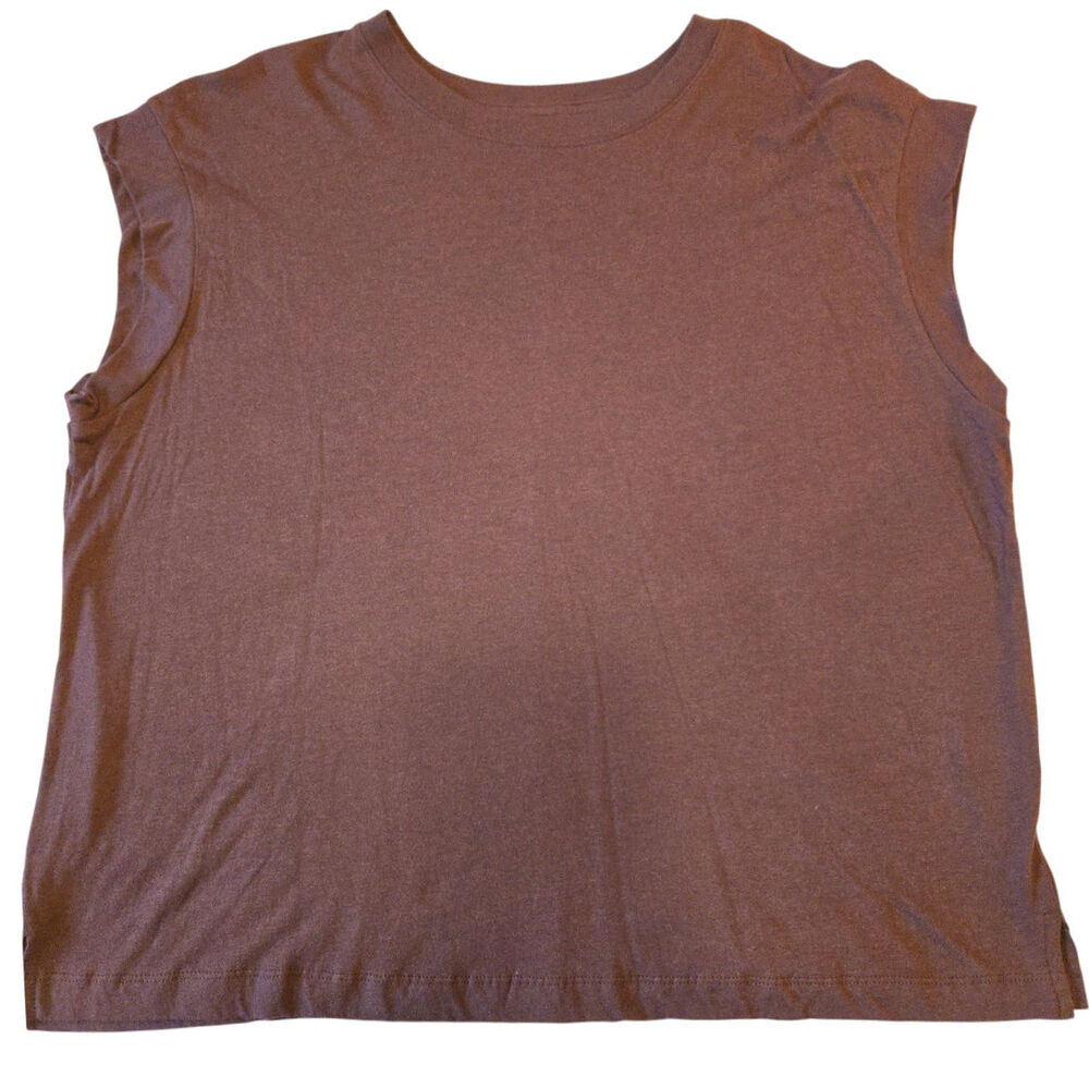 Sz XXL A NEW DAY Brown Cocoa Crew-Neck Banded Sleeveless Blouse Top